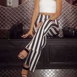 TOPSHOP US 2 Striped Flare Pants